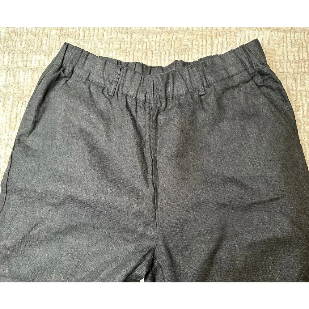 Quince Black Linen Straight Leg Pants